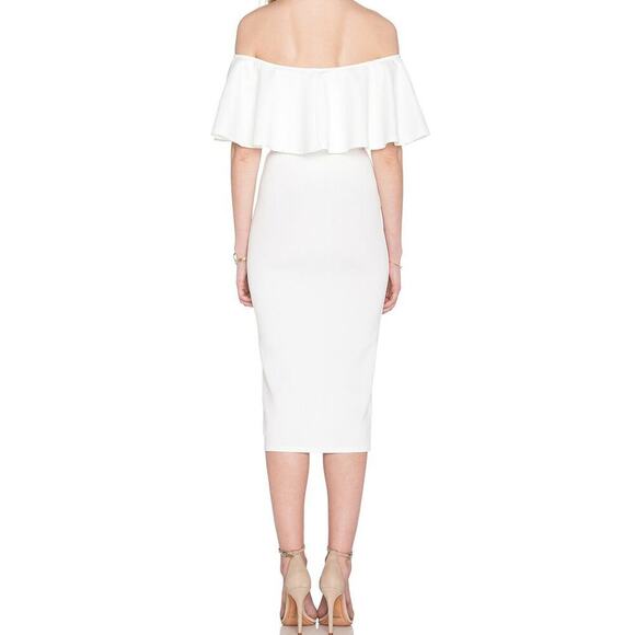 Twin Sister White Off the Shoulder Big Frill Midi Dress Women's Size 6 - Picture 2 of 8